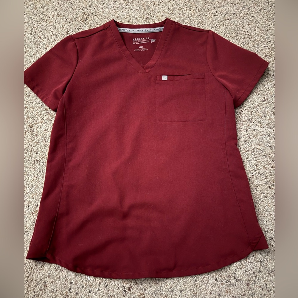 Fabletics XXS Burgundy Scrub Top